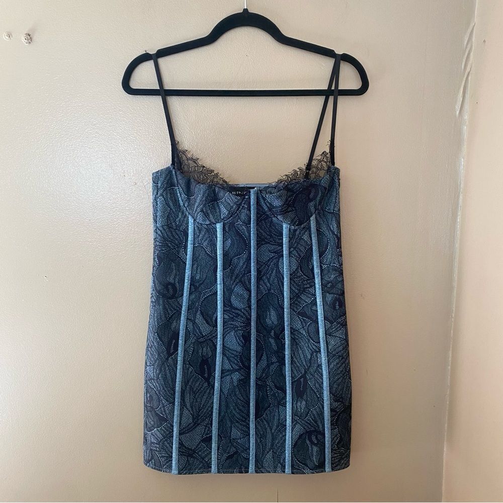 New Retrofete Trice Dress denim lace mini bustier party S $598 - Picture 13 of 14